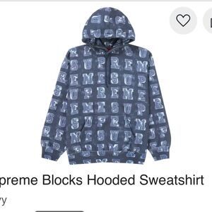 Supreme Navy Lettered Hoodie